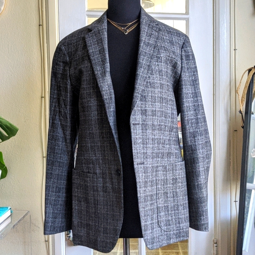 Italian Wool Plaid Blazer Banana Republic